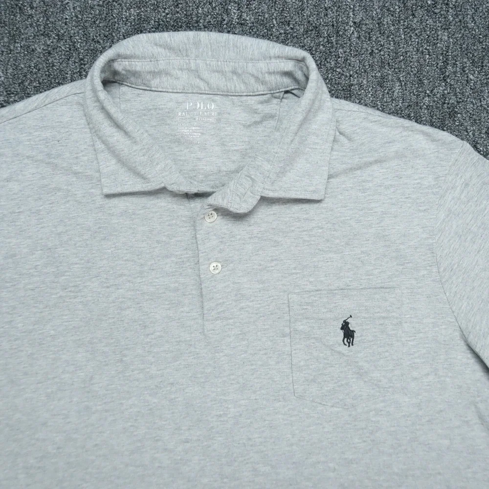 Polo Ralph‎ Lauren Shirt Mens Large Gray Performance Classic Fit Preppy